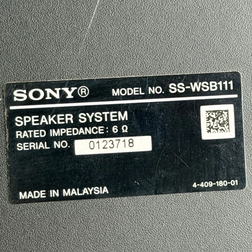 Sony SS-WSB111 Subwoofer Speaker System 6 Ohm Black Home Theater Replacement